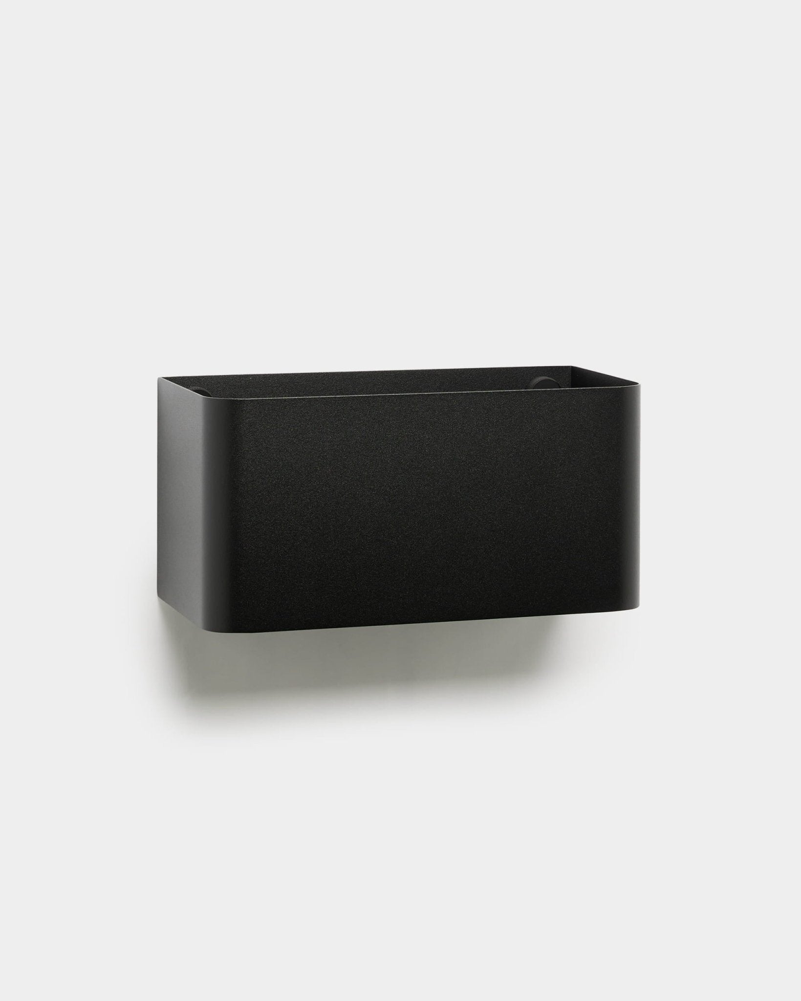 WoodUpp Norr Plant Box (23.9 cm, black) with rounded edges, designed to mount on an acoustic panel, displayed against a plain light gray background.